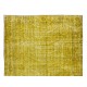 Handmade Turkish Vintage Wool Rug Over-Dyed in Yellow for Modern Home & Office Decor
