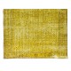 Handmade Turkish Vintage Wool Rug Over-Dyed in Yellow for Modern Home & Office Decor