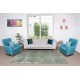 Green Color Handmade Turkish Wool Rug for Contemporary Home and Office Decor
