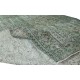 Green Over-Dyed Rug, Hand Knotted Turkish Vintage Wool Carpet for Contemporary Home & Office Decor