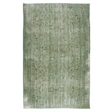 Green Color Handmade Turkish Wool Rug for Contemporary Home and Office Decor