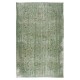 Green Color Handmade Turkish Wool Rug for Contemporary Home and Office Decor
