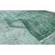 Green Over-Dyed Rug, Hand Knotted Turkish Vintage Wool Carpet for Contemporary Home & Office Decor