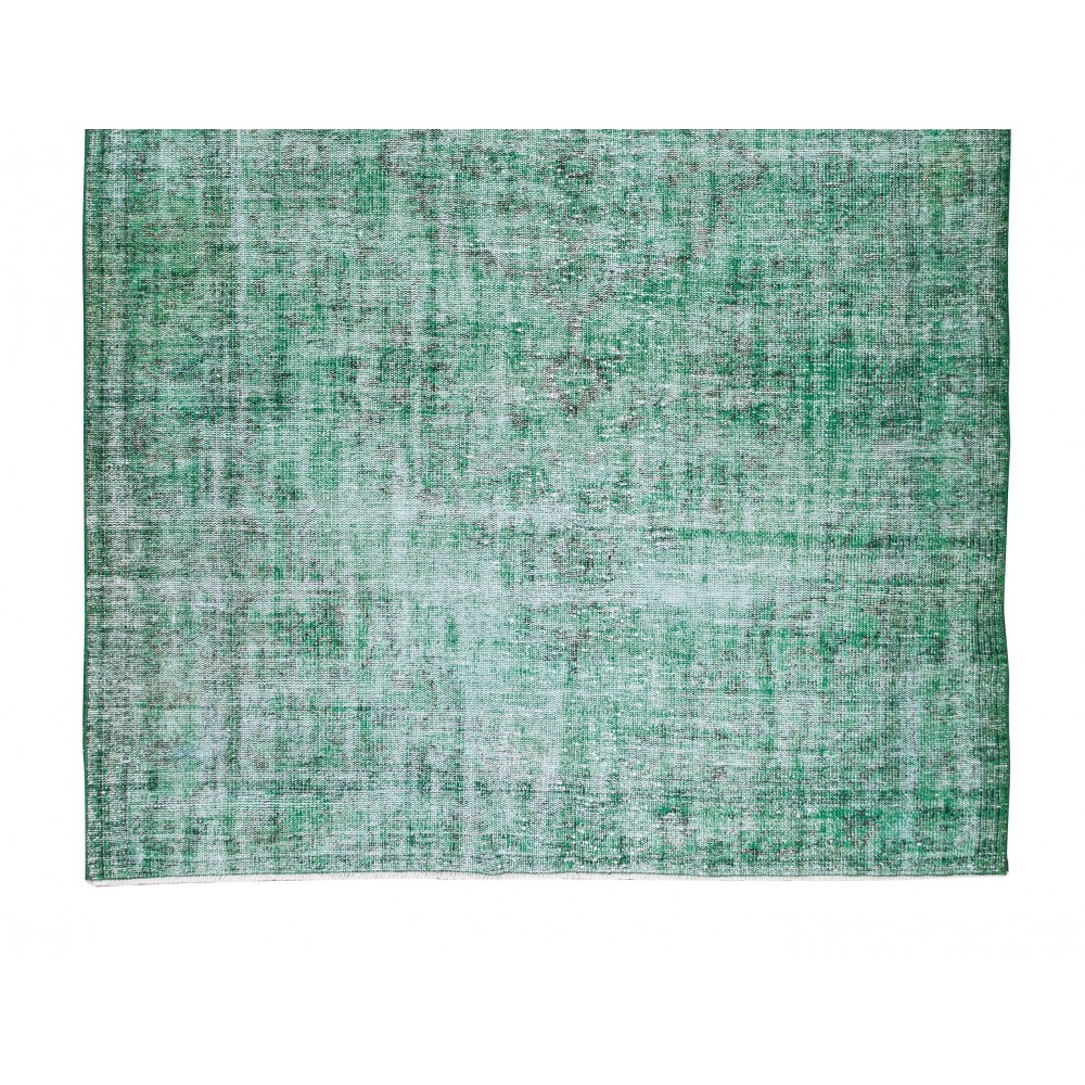 Green Color Handmade Turkish Wool Rug for Contemporary Home and Office Decor