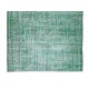 Green Color Handmade Turkish Wool Rug for Contemporary Home and Office Decor