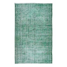 Green Color Handmade Turkish Wool Rug for Contemporary Home and Office Decor