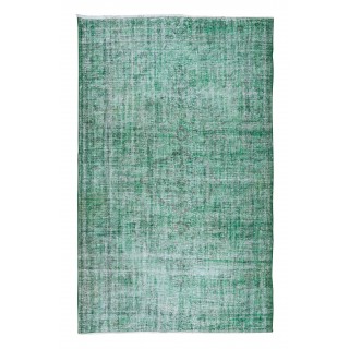Green Color Handmade Turkish Wool Rug for Contemporary Home and Office Decor