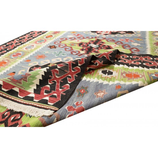Colorful Vintage Handmade Turkish Wool Kilim rug, Flat-Weave Floor Covering Colorful Vintage Handmade Turkish Wool Kilim rug, Flat-Weave Floor Covering