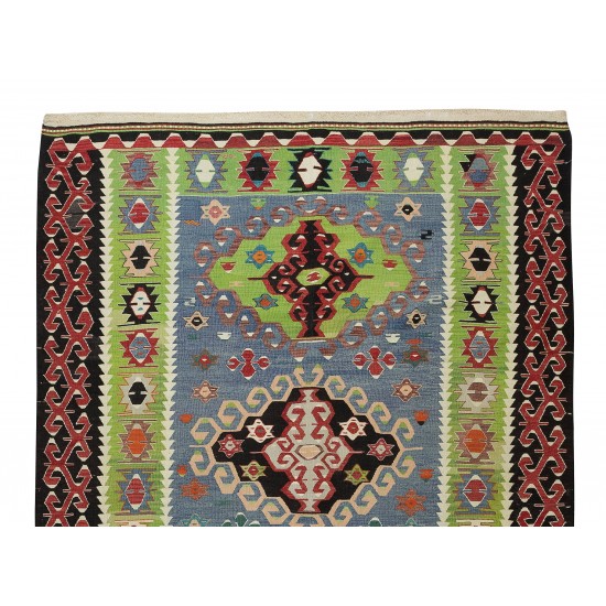 Colorful Vintage Handmade Turkish Wool Kilim rug, Flat-Weave Floor Covering