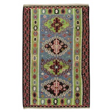 Colorful Vintage Handmade Turkish Wool Kilim rug, Flat-Weave Floor Covering