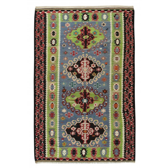Colorful Vintage Handmade Turkish Wool Kilim rug, Flat-Weave Floor Covering Colorful Vintage Handmade Turkish Wool Kilim rug, Flat-Weave Floor Covering