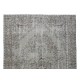 Gray Over-Dyed Rug for Modern Home & Office Decor, Vintage Hand-Knotted Turkish Floor Covering