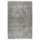 Gray Over-Dyed Rug for Modern Home & Office Decor, Vintage Hand-Knotted Turkish Floor Covering