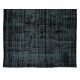 Vintage Handmade Turkish Wool Rug Over-Dyed in Black for Modern Interiors