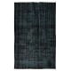 Vintage Handmade Turkish Wool Rug Over-Dyed in Black for Modern Interiors