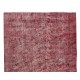 Distressed Handmade Turkish Vintage Area Rug Over-Dyed in Burgundy Red Color for Contemporary Interior Distressed Handmade Turkish Vintage Area Rug Over-Dyed in Burgundy Red Color for Contemporary Interior