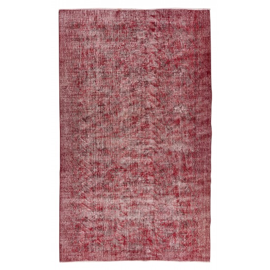Distressed Handmade Turkish Vintage Area Rug Over-Dyed in Burgundy Red Color for Contemporary Interior Distressed Handmade Turkish Vintage Area Rug Over-Dyed in Burgundy Red Color for Contemporary Interior