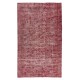 Distressed Handmade Turkish Vintage Area Rug Over-Dyed in Burgundy Red Color for Contemporary Interior Distressed Handmade Turkish Vintage Area Rug Over-Dyed in Burgundy Red Color for Contemporary Interior