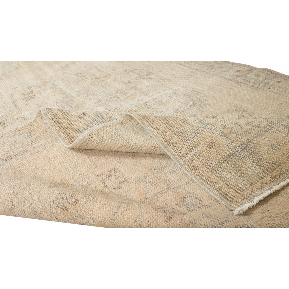Sun Faded Vintage Handmade Anatolian Oushak Wool Area Rug, Carpet