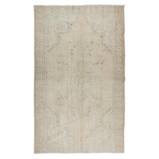 Sun Faded Vintage Handmade Anatolian Oushak Wool Area Rug, Carpet