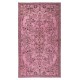 Contemporary Handmade Turkish Vintage Area Rug Over-Dyed in Pink Color with Floral Garden Design Contemporary Handmade Turkish Vintage Area Rug Over-Dyed in Pink Color with Floral Garden Design