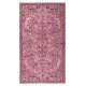 Contemporary Handmade Turkish Vintage Area Rug Over-Dyed in Pink Color with Floral Garden Design