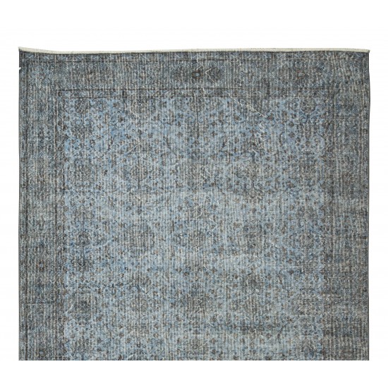 Hand-Knotted Vintage Turkish Area Rug Over-Dyed in Light Blue, Great 4 Contemporary Interiors Hand-Knotted Vintage Turkish Area Rug Over-Dyed in Light Blue, Great 4 Contemporary Interiors
