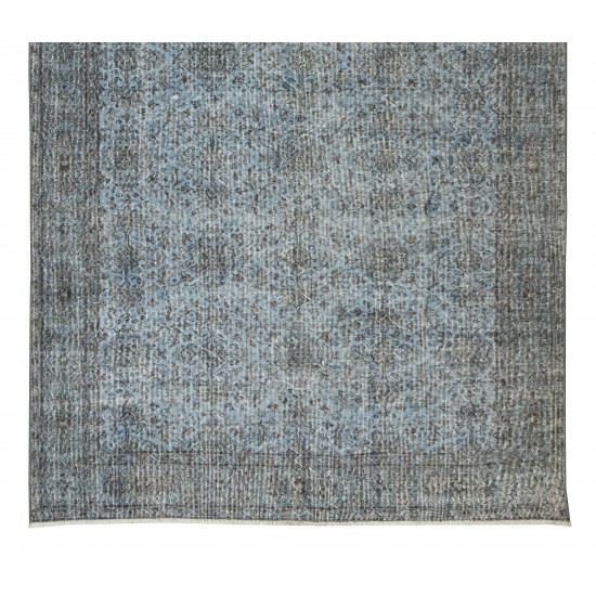 Hand-Knotted Vintage Turkish Area Rug Over-Dyed in Light Blue, Great 4 Contemporary Interiors