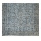 Hand-Knotted Vintage Turkish Area Rug Over-Dyed in Light Blue, Great 4 Contemporary Interiors