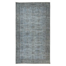 Hand-Knotted Vintage Turkish Area Rug Over-Dyed in Light Blue, Great 4 Contemporary Interiors