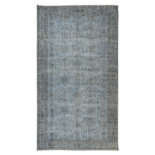 Hand-Knotted Vintage Turkish Area Rug Over-Dyed in Light Blue, Great 4 Contemporary Interiors
