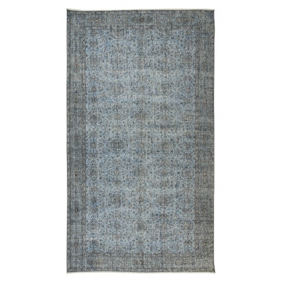 Hand-Knotted Vintage Turkish Area Rug Over-Dyed in Light Blue, Great 4 Contemporary Interiors Hand-Knotted Vintage Turkish Area Rug Over-Dyed in Light Blue, Great 4 Contemporary Interiors