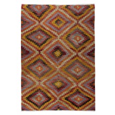Room Size Kilim Rug, Vintage Turkish Hand-Woven Geometric Pattern Carpet
