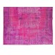 Handmade Turkish Vintage Area Rug Over-Dyed in Pink for Contemporary Home & Office Handmade Turkish Vintage Area Rug Over-Dyed in Pink for Contemporary Home & Office