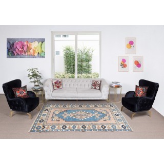 Home Decor Turkish Area Rug, Office Decor Handmade Geometric Pattern Carpet, 100% Wool