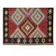 Hand-Woven Vintage Turkish Wool Kilim Rug with Geometric Design