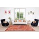 Modern Handmade Turkish Vintage Wool Rug Over-Dyed in Orange Color