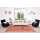 Modern Handmade Turkish Vintage Wool Rug Over-Dyed in Orange, Wool and Cotton Carpet