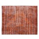 Modern Handmade Turkish Vintage Wool Rug Over-Dyed in Orange Color