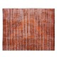 Modern Handmade Turkish Vintage Wool Rug Over-Dyed in Orange, Wool and Cotton Carpet