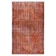Modern Handmade Turkish Vintage Wool Rug Over-Dyed in Orange Color