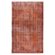 Modern Handmade Turkish Vintage Wool Rug Over-Dyed in Orange, Wool and Cotton Carpet