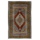 One of a Kind Turkish Village Rug, Circa 1960, Vintage Handmade Oriental Carpet