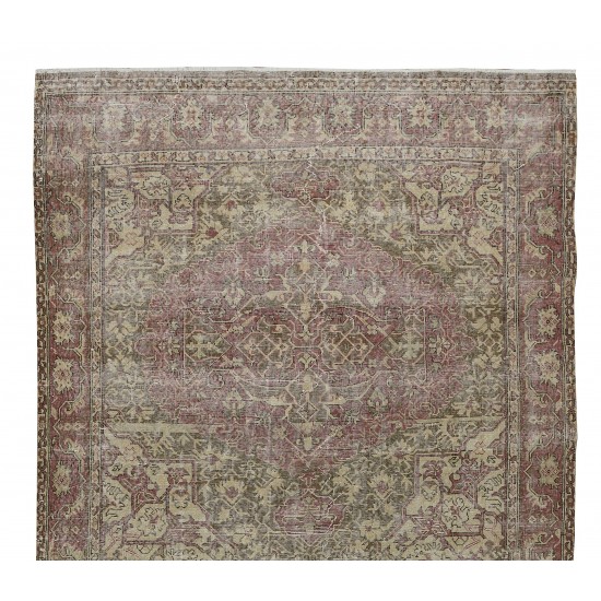 One-of-a-Kind Vintage Handmade Turkish Area Rug, Wool and Cotton Carpet