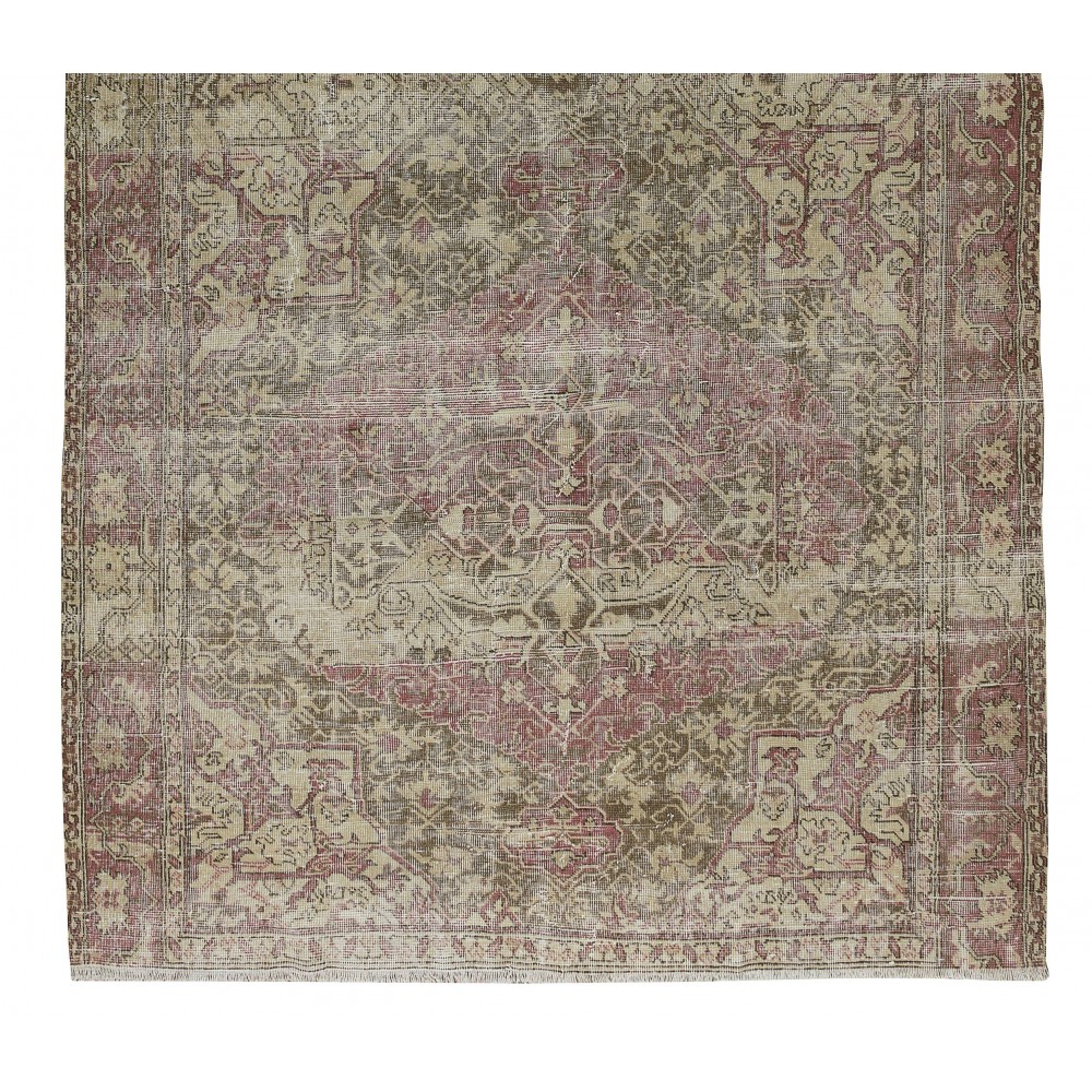 One-of-a-Kind Vintage Handmade Turkish Area Rug, Wool and Cotton Carpet