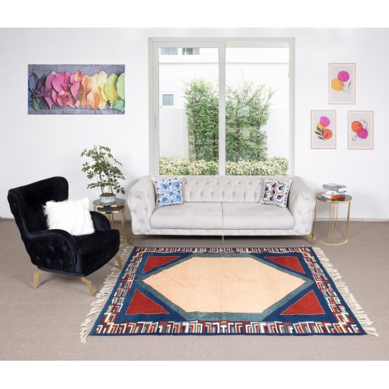 Central Anatolian Geometric Pattern Rug, Circa 1960, Vintage Handmade Carpet Central Anatolian Geometric Pattern Rug, Circa 1960, Vintage Handmade Carpet