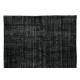 Vintage Handmade Turkish Wool Rug Over-Dyed in Black for Modern Interiors