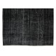 Vintage Handmade Turkish Wool Rug Over-Dyed in Black for Modern Interiors