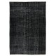 Vintage Handmade Turkish Wool Rug Over-Dyed in Black for Modern Interiors