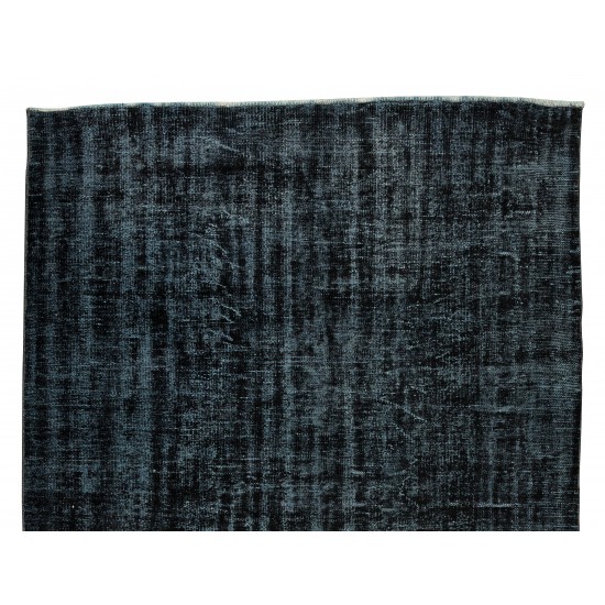 Black Over-Dyed Rug for Modern Home & Office Decor, Vintage Hand-Knotted Turkish Woolen Floor Covering Black Over-Dyed Rug for Modern Home & Office Decor, Vintage Hand-Knotted Turkish Woolen Floor Covering